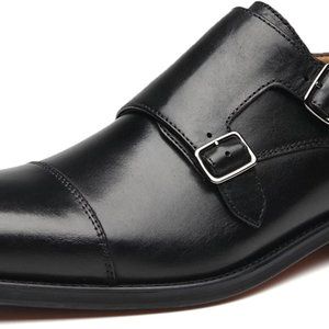 NEW IN BOX!! SIZE 10- La Milano Mens Double Monk Strap Slip on Loafer Cap Toe Le